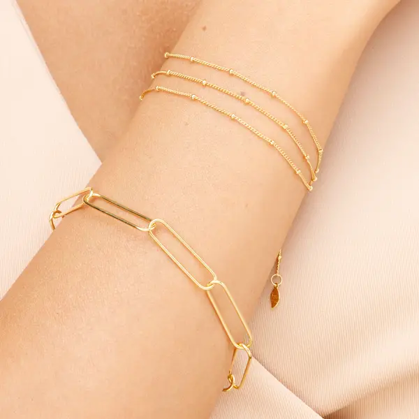 Leaf Jewelry Silber Armkette, BIG SQUARE, Rosegold