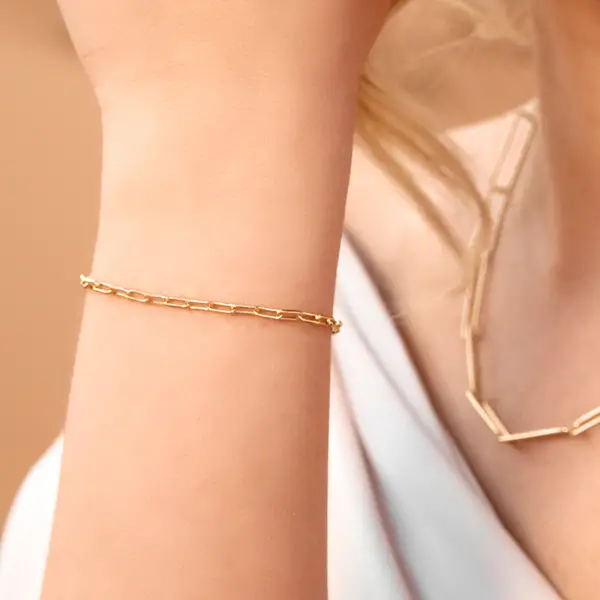 Leaf Jewelry Silber Armkette, CUBE I, Gelbgold