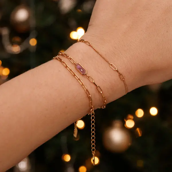 Leaf Jewelry Silber Armkette, CUBE II, Rosegold