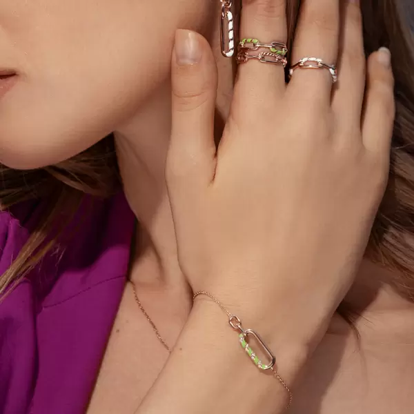 Leaf Jewelry Silber Armkette, Rosegold, Neon Twist