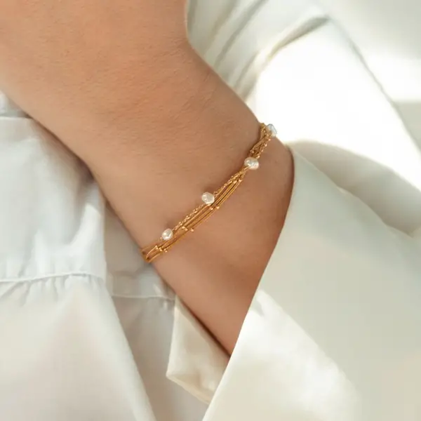 Leaf Jewelry Silber Armkette, WATERFALL, Gelbgold