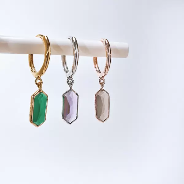 Leaf Jewelry Silber Creole, CUBE, Grüner Achat