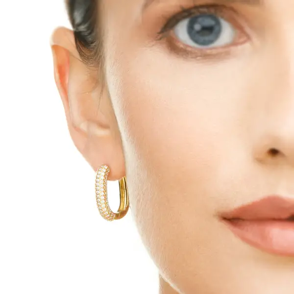 Leaf Jewelry Silber Creole, PAVE Weiss