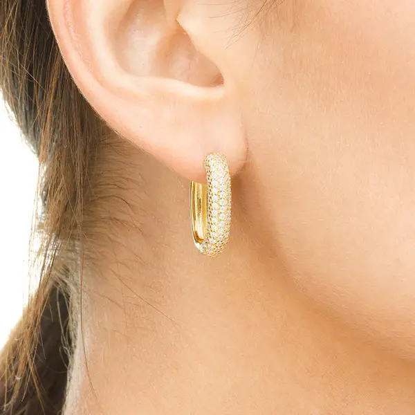 Leaf Jewelry Silber Creole, PAVE Weiss