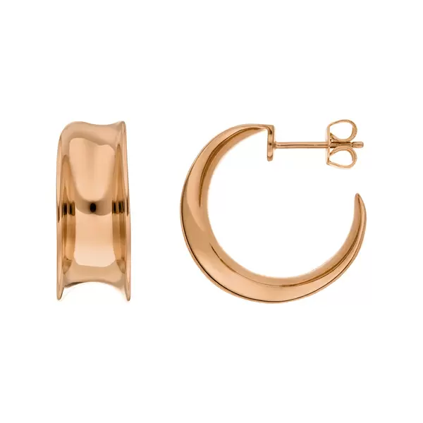 Leaf Jewelry Silber Creolen, 80's, Rosegold