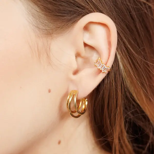 Leaf Jewelry Silber Creolen, TRIPLE, Rosegold