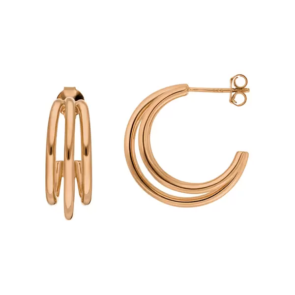 Leaf Jewelry Silber Creolen, TRIPLE, Rosegold