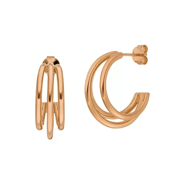 Leaf Jewelry Silber Creolen, TRIPLE, Rosegold