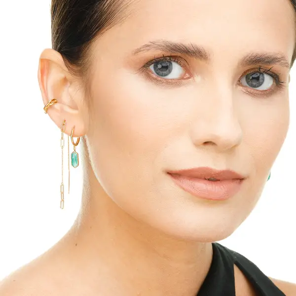 Leaf Jewelry Silber Earcuff, CHAIN, Gelbgold