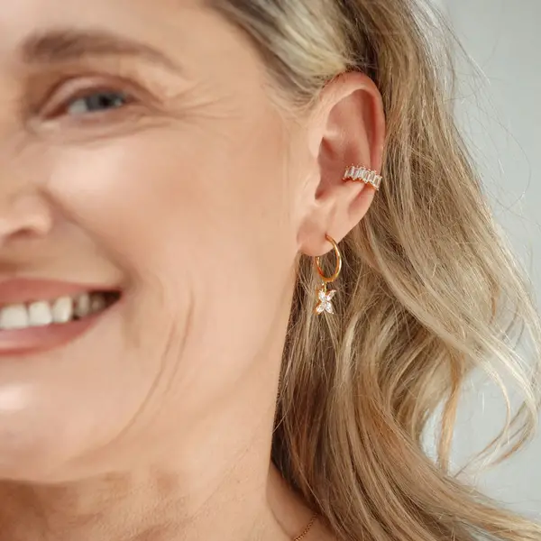 Leaf Jewelry Silber Earcuff, ICE CUBE, Gelbgold