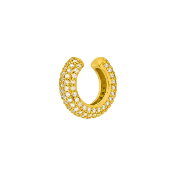 Leaf Jewelry Silber Earcuff, PAVE Weiss, Gelbgold