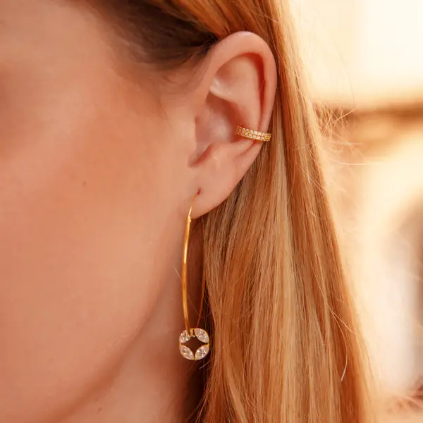 Leaf Jewelry Silber Earcuff, Zirkonia, Gelbgold