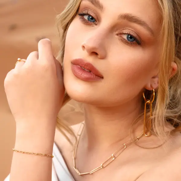 Leaf Jewelry Silber Halskette, BIG SQUARE, Rosegold