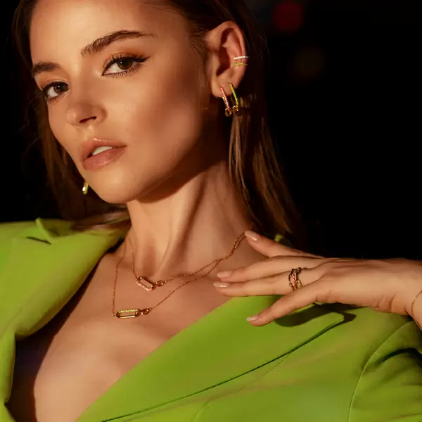 Leaf Jewelry Silber Halskette, Gelbgold, Neon Twist