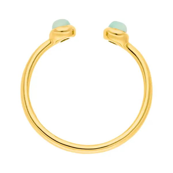 Leaf Jewelry Silber Open Ring, Amazonit, Gelbgold