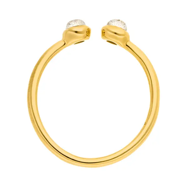 Leaf Jewelry Silber Open Ring, Labradorit, Gelbgold