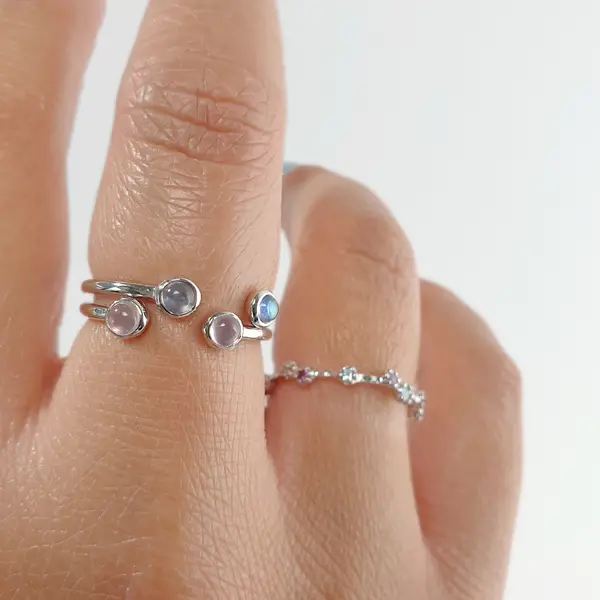 Leaf Jewelry Silber Open Ring, Labradorit, Rosegold