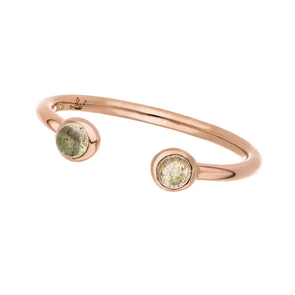 Leaf Jewelry Silber Open Ring, Labradorit, Rosegold