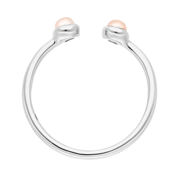 Leaf Jewelry Silber Open Ring, Rosenquarz