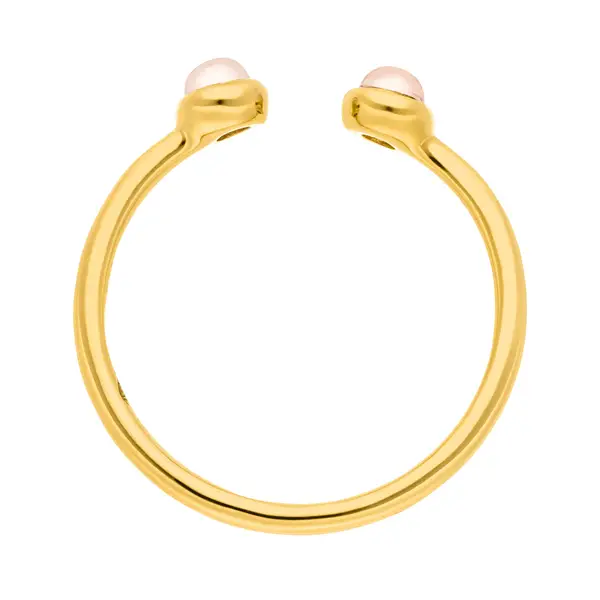 Leaf Jewelry Silber Open Ring, Rosenquarz, Gelbgold