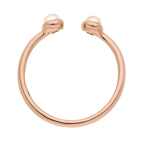 Leaf Jewelry Silber Open Ring, Rosenquarz, Rosegold