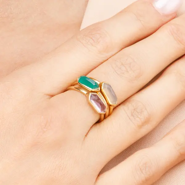 Leaf Jewelry Silber Ring, CUBE, Grüner Achat