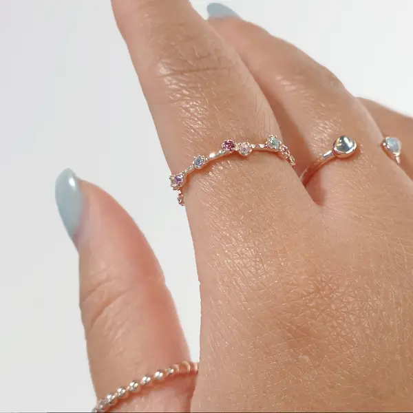 Leaf Jewelry Silber Ring, Eternity Gems, Gelbgold