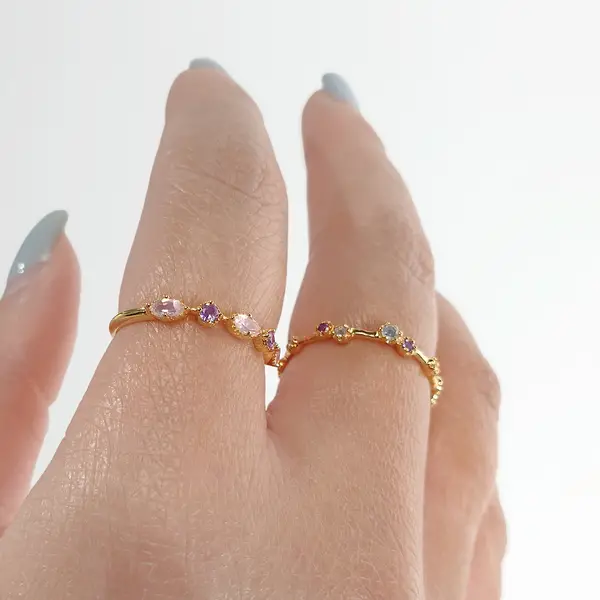 Leaf Jewelry Silber Ring, Eternity Gems, Gelbgold