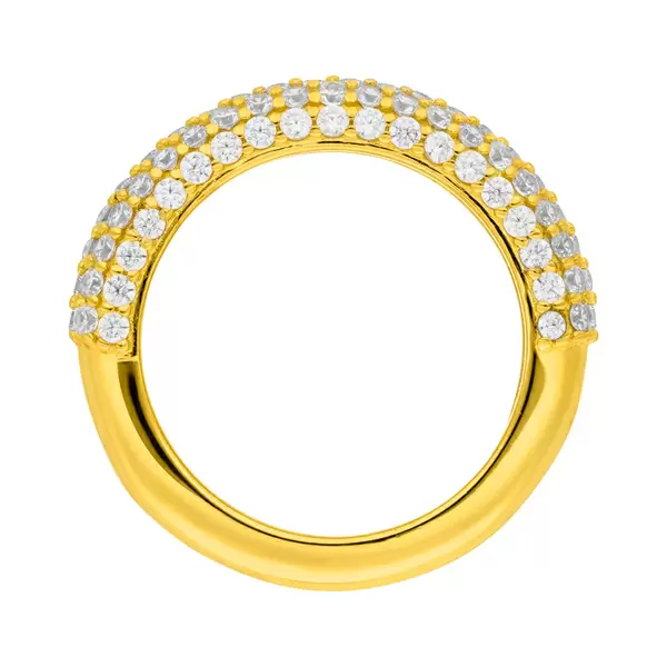 Leaf Jewelry Silber Ring, PAVE, Gelbgold, Gr.52