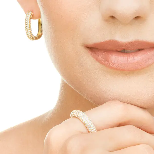 Leaf Jewelry Silber Ring, PAVE, Gr.52