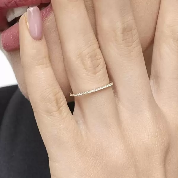 Leaf Jewelry Memoryring Mit Diamanten, 18 K Gelbgold