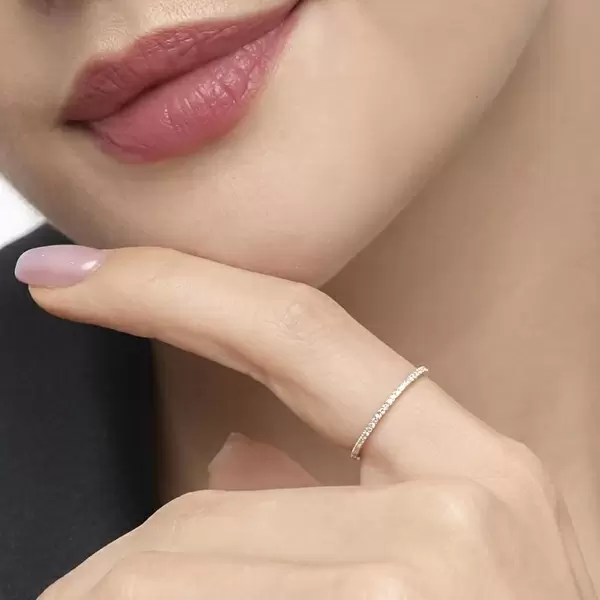 Leaf Jewelry Memoryring Mit Diamanten, 18 K Rosegold