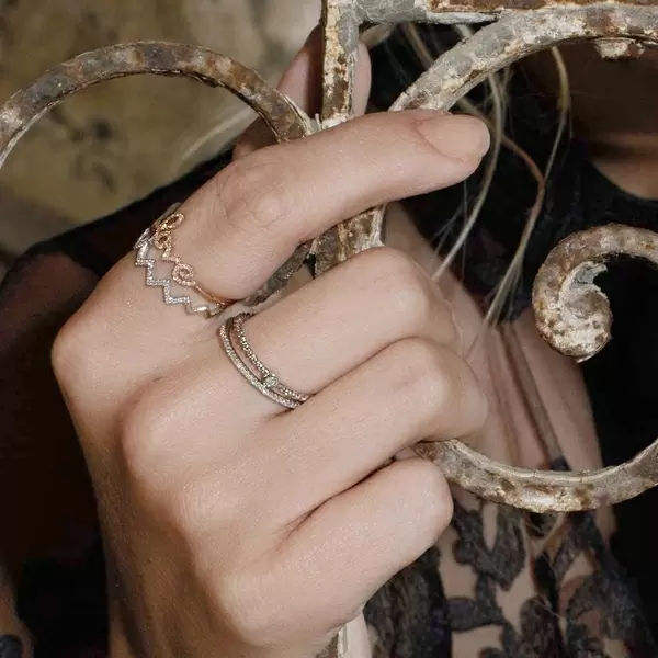 Leaf Jewelry Memoryring Mit Diamanten, 18 K Rosegold