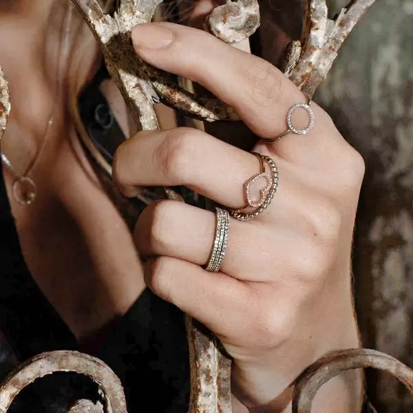 Leaf Jewelry Memoryring Mit Diamanten, 3er Set, 18 K Gold