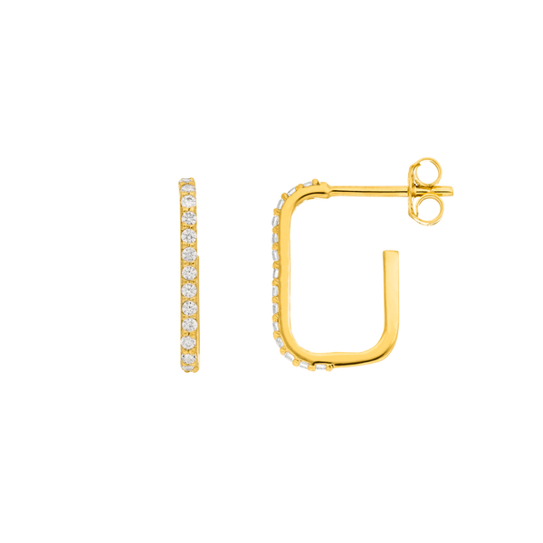 Leaf Jewelry Mini Creole Square Mit Zirkonia, 18 K Gelbgold Vergoldet