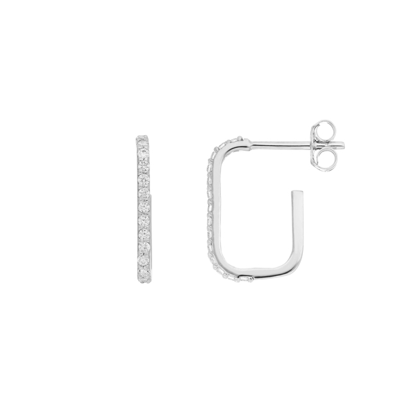 Leaf Jewelry Mini Creole Square Mit Zirkonia, 925 Sterlingsilber