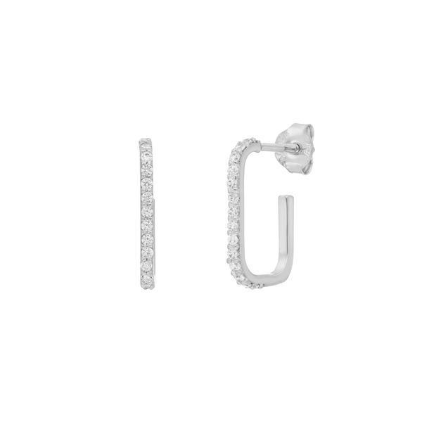 Leaf Jewelry Mini Creole Square mit Zirkonia, 925 Sterlingsilber