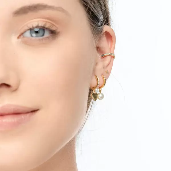 Leaf Jewelry Mini-Klappcreolen Mit Zirkonia, 18 K Gelbgold Vergoldet