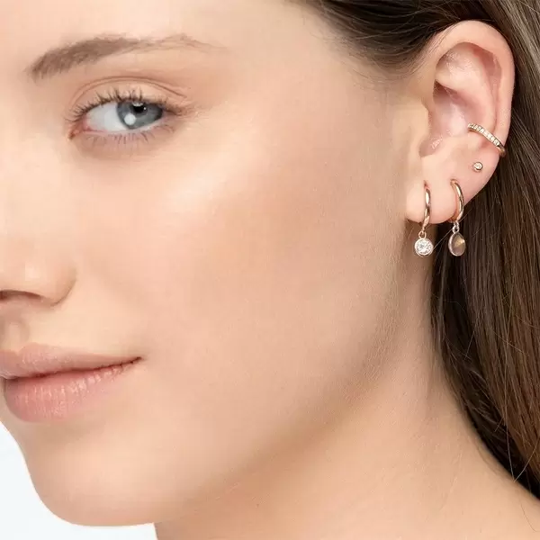 Leaf Jewelry Mini-Klappcreolen Mit Zirkonia, 18 K Rosegold Vergoldet