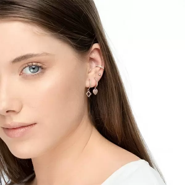 Leaf Jewelry Mini-Klappcreolen Mit Zirkonia, 18 K Rosegold Vergoldet