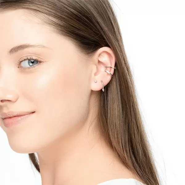 Leaf Jewelry Mini-Klappcreolen Mit Zirkonia, 925 Sterlingsilber