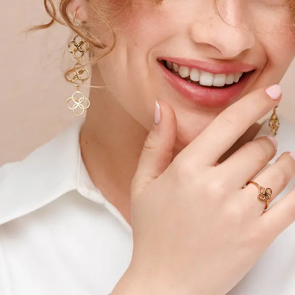 Leaf Jewelry Ohrhänger Clover Charm, 18 K Rosegold Vergoldet