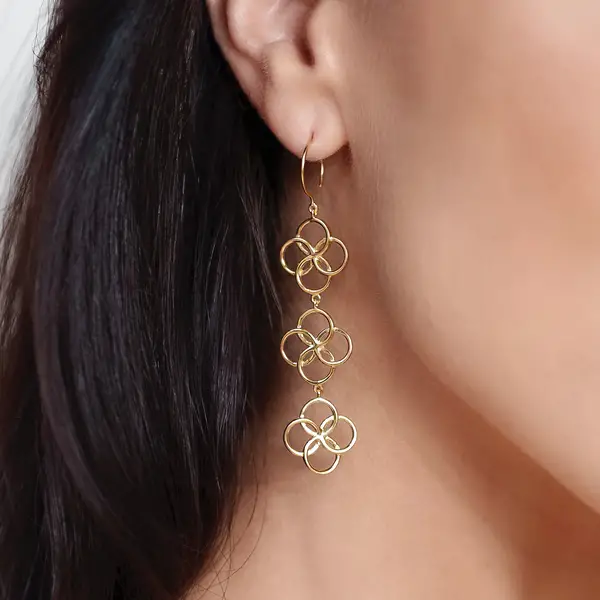 Leaf Jewelry Ohrhänger Clover Charm, 18 K Rosegold Vergoldet