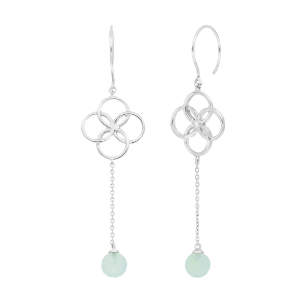 Leaf Jewelry Ohrhänger Clover Charm, Aqua Chalzedon, 925 Sterlingsilber