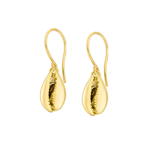 Leaf Jewelry Ohrhänger Cowrie Shell, 18 K Gelbgold vergoldet