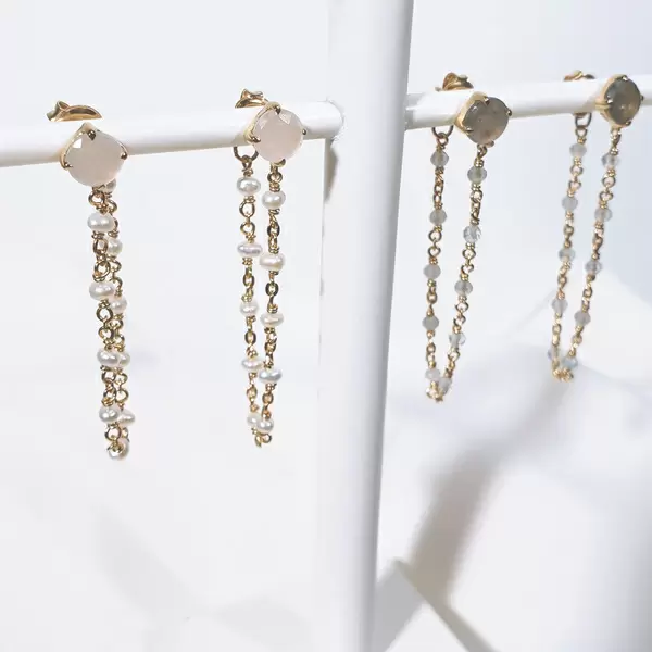 Leaf Jewelry Ohrhänger Flying Gem, Labradorit, 18 K Gelbgold Vergoldet