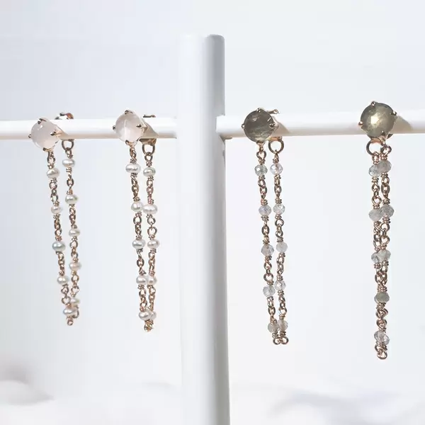 Leaf Jewelry Ohrhänger Flying Gem, Labradorit, 18 K Rosegold Vergoldet