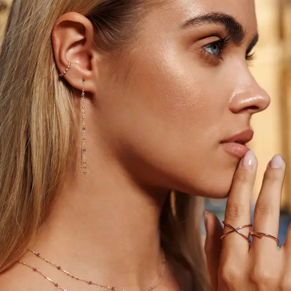 Leaf Jewelry Ohrhänger Flying Gems, Grüner Achat, 18 K Rosegold Vergoldet