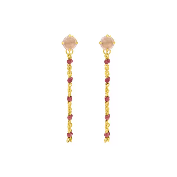 Leaf Jewelry Ohrhänger Flying Gems, Rosenquarz, 18 K Gelbgold Vergoldet