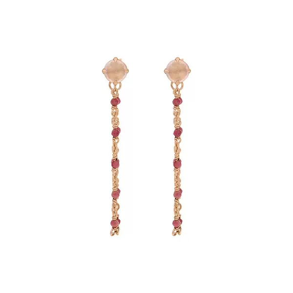 Leaf Jewelry Ohrhänger Flying Gems, Rosenquarz, 18 K Rosegold Vergoldet